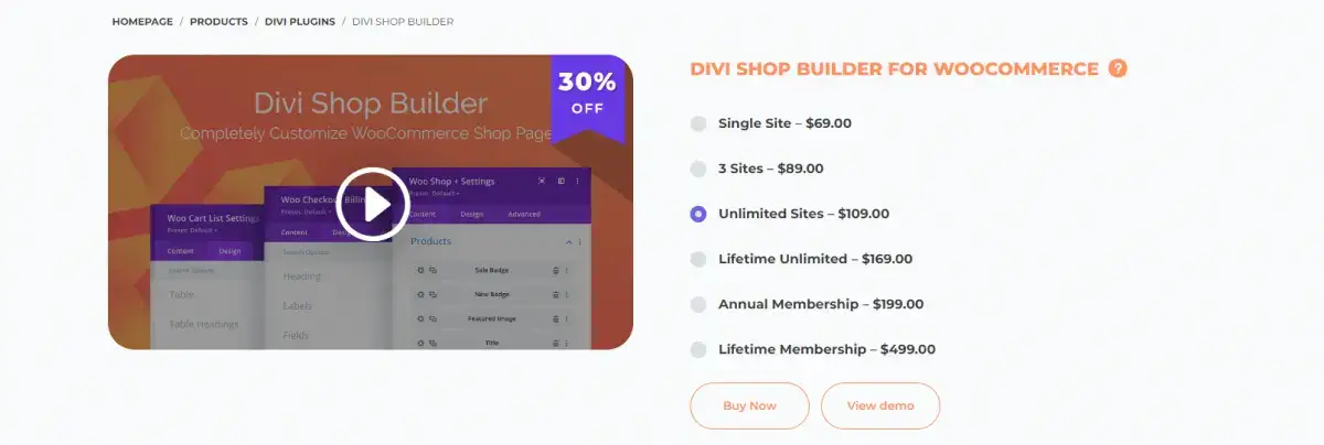 Divi Shop Builder